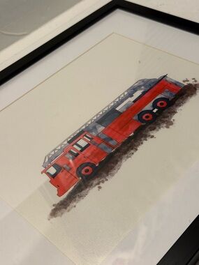 Red Fire Truck Framed Art Print